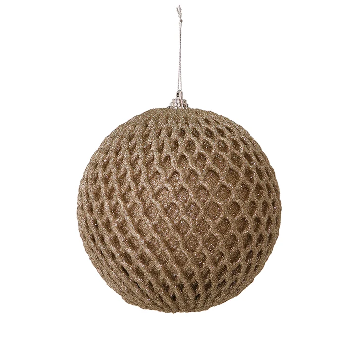 RJL313CH Esfera Tejido Frost Champaña 15 Cm.