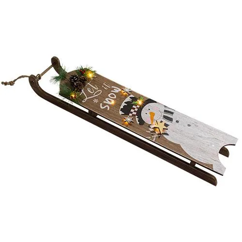 MA7123A Gran Trineo Snowman De Madera LED 69 cm.