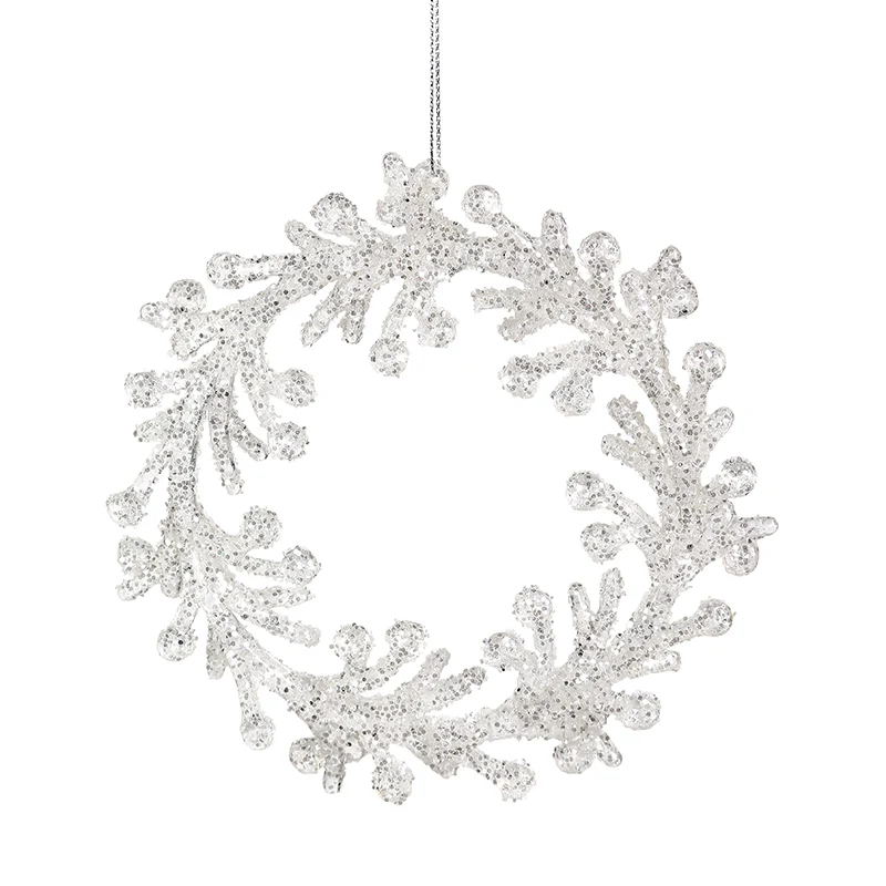 RH0683H Ornamento Corona Flores Heladas 14 Cm.