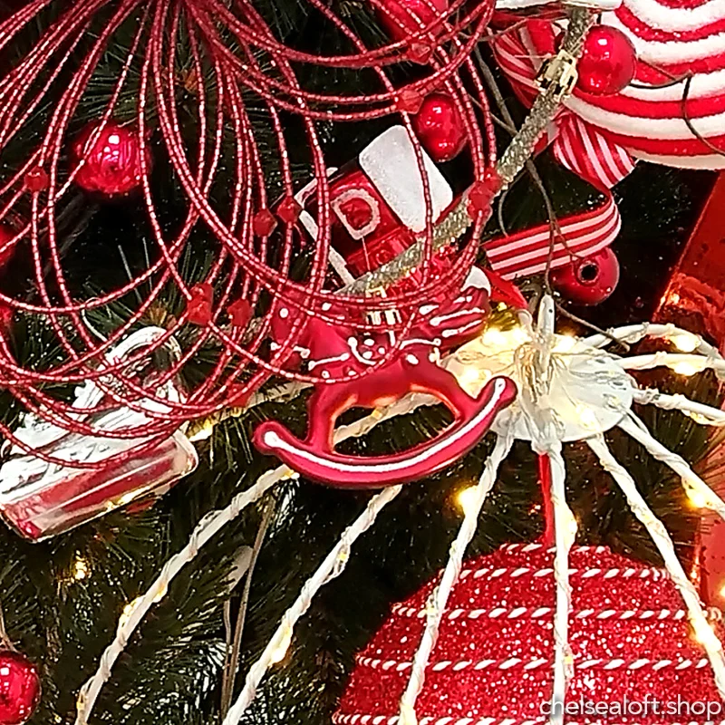 Set 3 Ornamentos Caballitos Rojo 8 cm