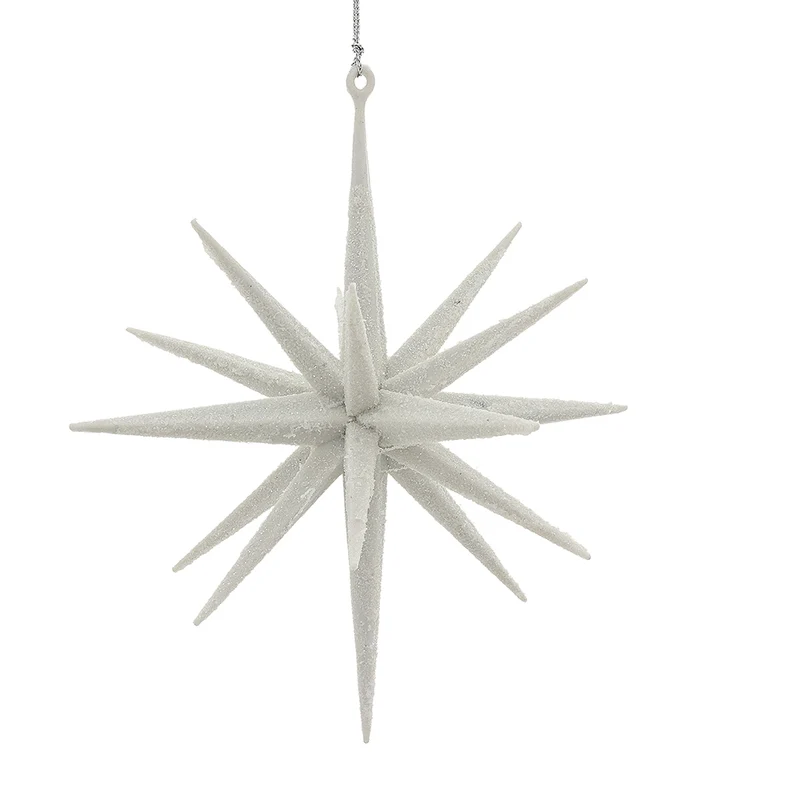 RJL354BM Ornamento Estrella Erizo Blanco Frost 15 Cm.
