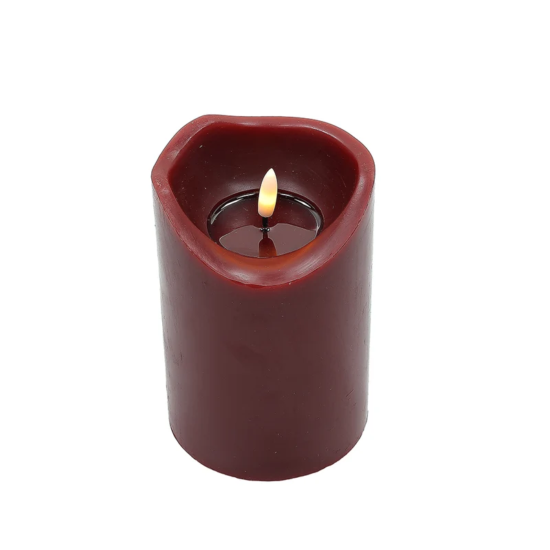 KLC075 Vela LED Cera Derretida Mediana Roja 10x15.5cm.(2 Baterías AA no incluidas)