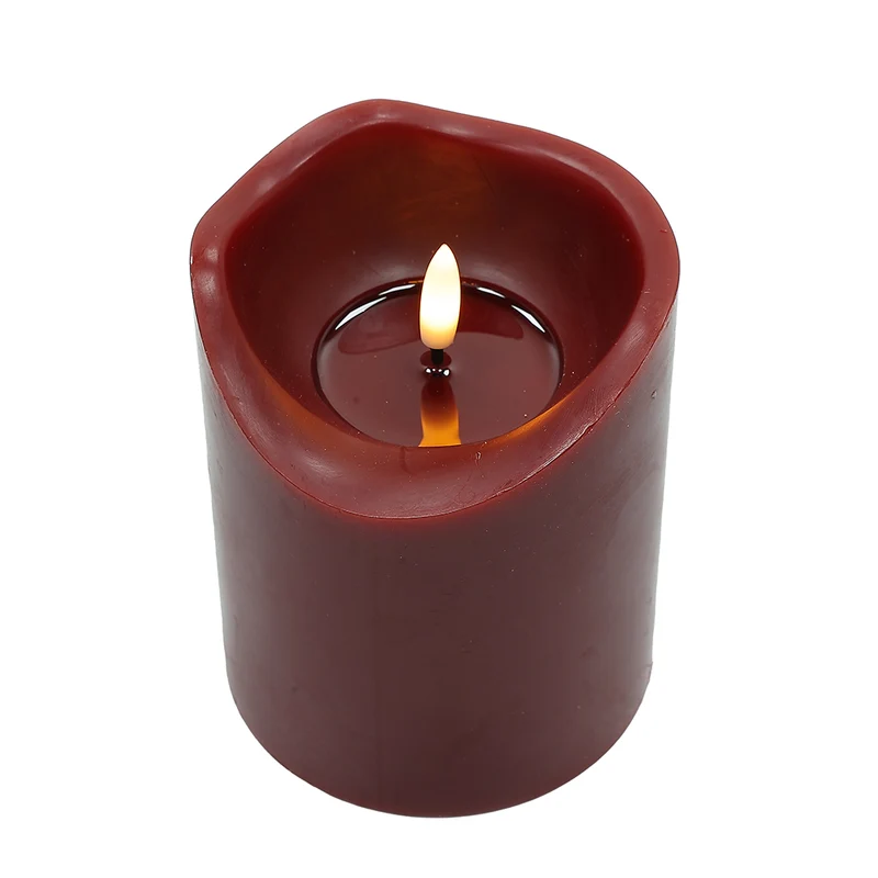 KLC074 Vela LED Cera Derretida Chica Roja 10x13cm.(2 Baterías AA no incluidas)