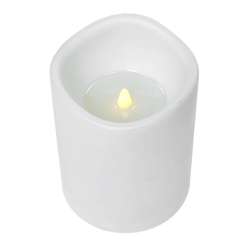 KLC054 Vela LED para Exterior de Plástico Chica Blanca 11.5x15cm.(3 Baterías C no incluidas)