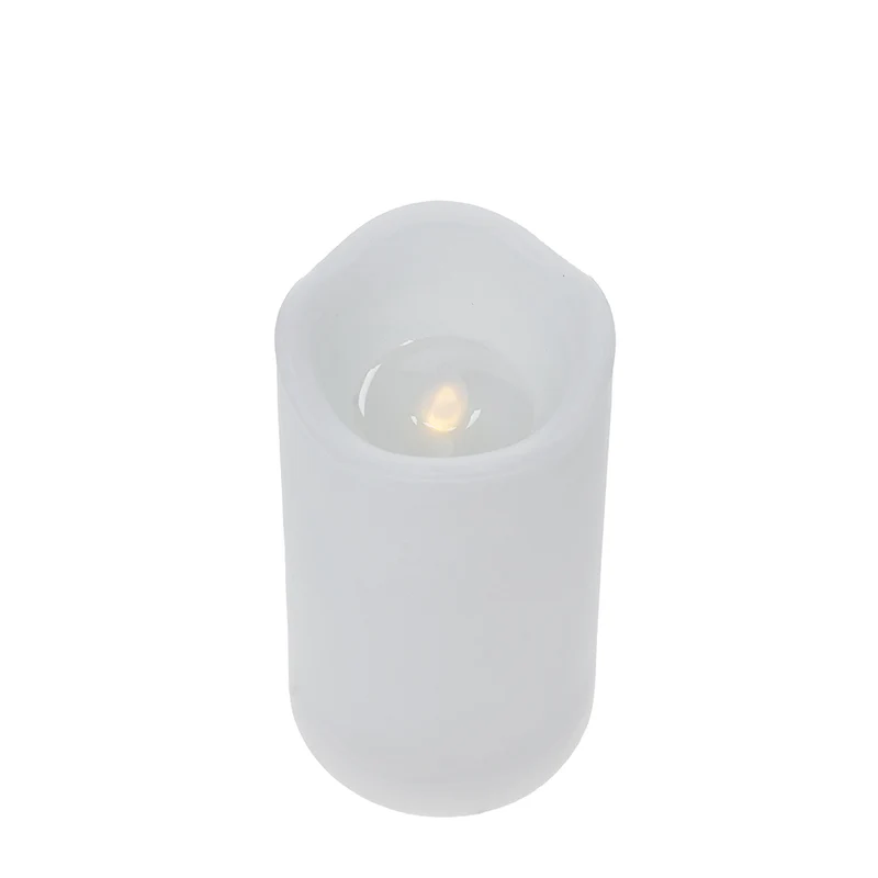 KLC053 Vela LED para Exterior de Plástico Mediana Blanca 7.5x15.5cm.(2 Baterías AA no incluidas)