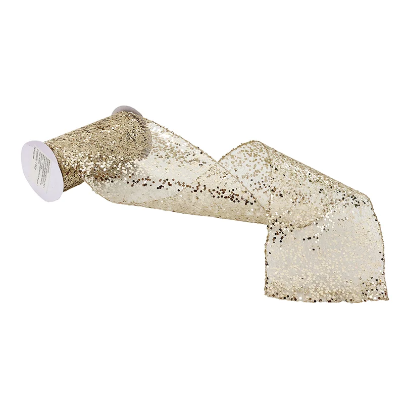 CR3029C Listón Confetti Champaña 15 cm. x 4.57 mts.