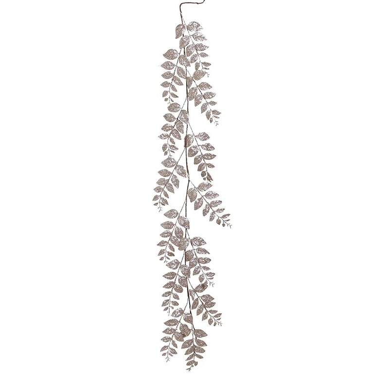 XH200CH Guirnalda Follaje Hojas Champaña Frost 150cm.