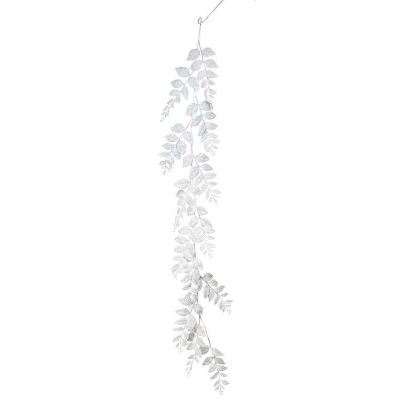 XH200BL Guirnalda Follaje Hojas Blanco Frost 150cm.