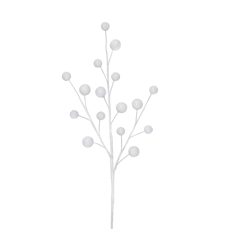 XH107BL Rama Esferitas Blanco Frost 68cm.