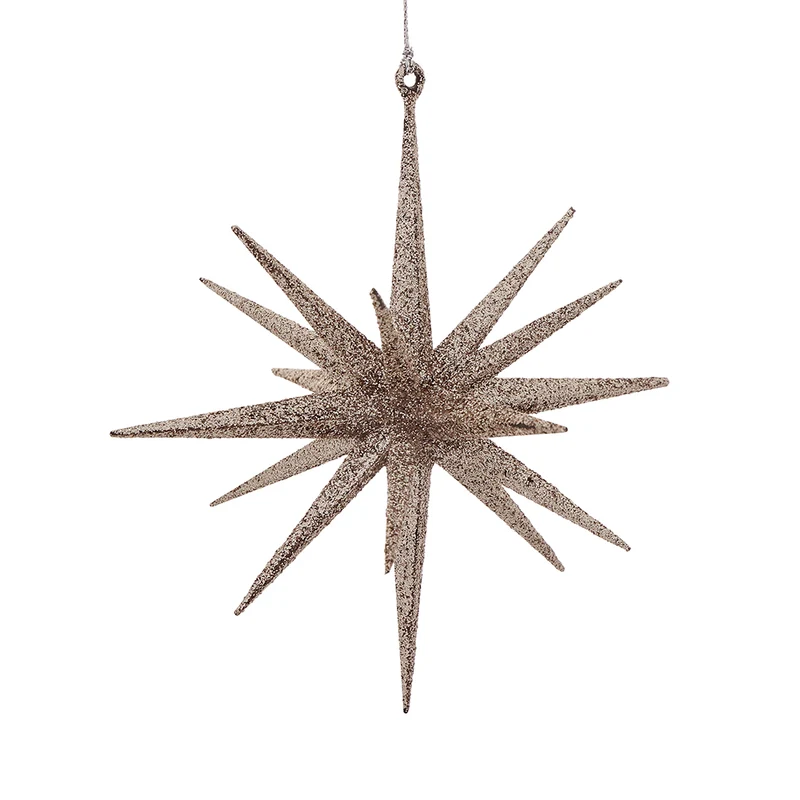 RJL354CH Ornamento Estrella Erizo Champaña Frost 15 Cm.