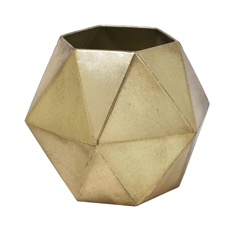 MQ7808OC Portacirio Geométrico Metal Oro Chico 22x28cm.