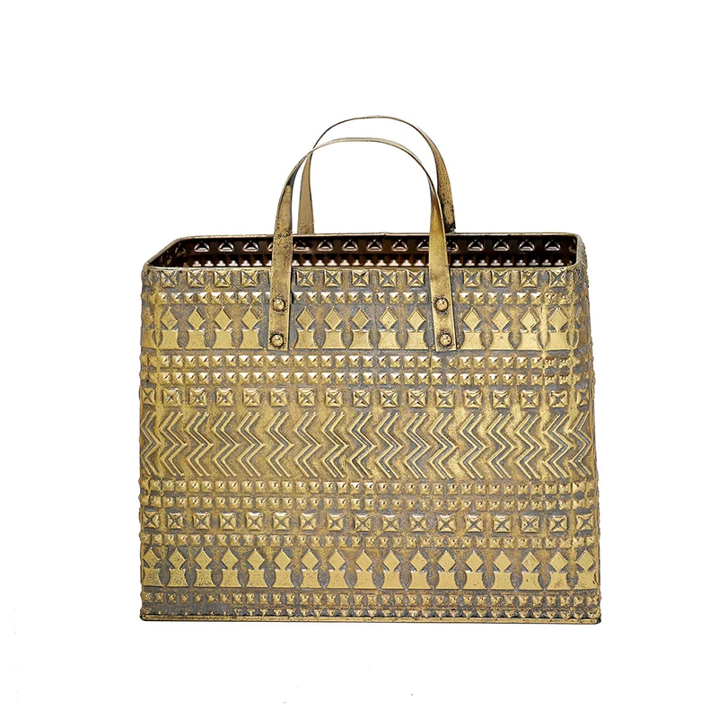 MQ1035OG Maceta Bolsa Metal Oro Grande 45x42cm.