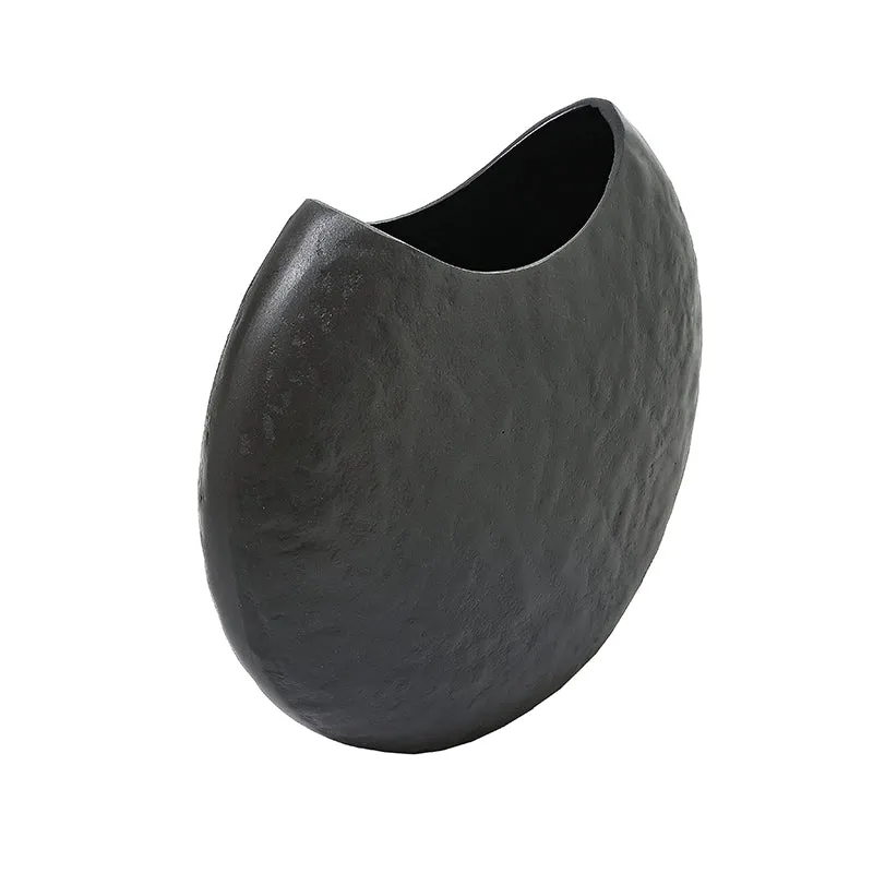 MINO3500 Jarrón Luna Metal Negro 28 cm.