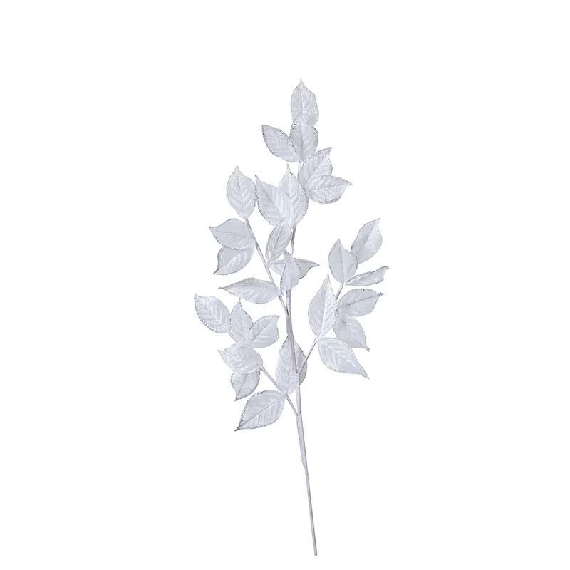 XH2329BP Rama Hojas Tul Blanco y Plata Frost 77 Cm.