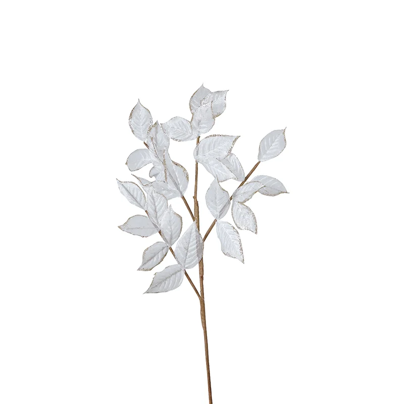 XH2329BO Rama Hojas Tul Blanco Oro Frost 77 Cm.