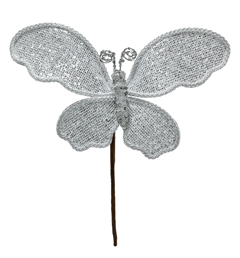 XH712SP Rama Mariposa Chica Plata Frost con Ribete 39 cm.