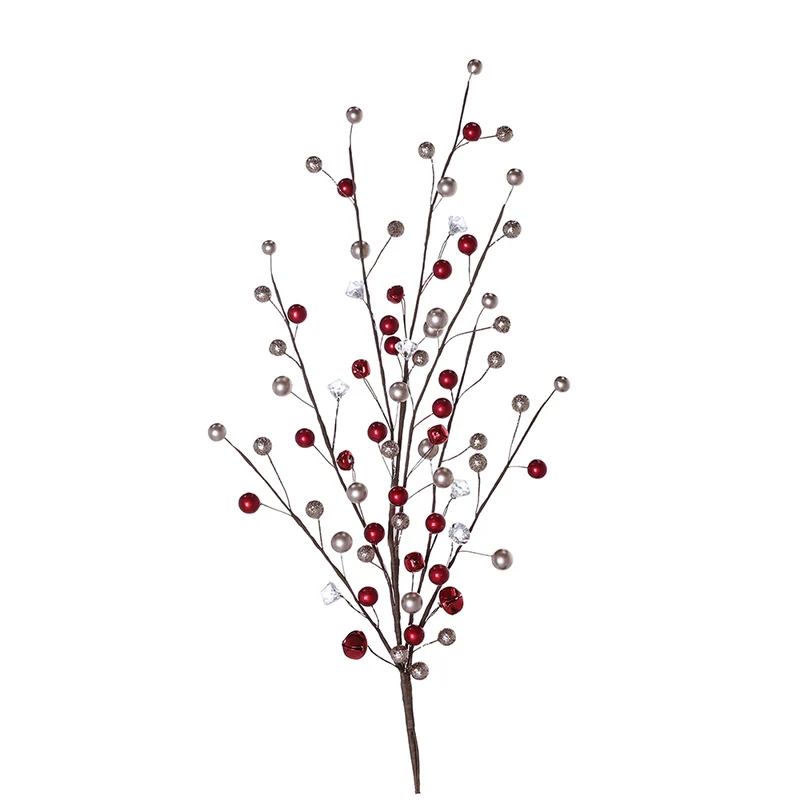 YS24481 Arreglo Berries Oro y Rojo con Acrílicos 65 cm.