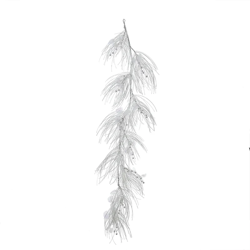 YS2429G Guirnalda Follaje Winter Blanco 90 cm.
