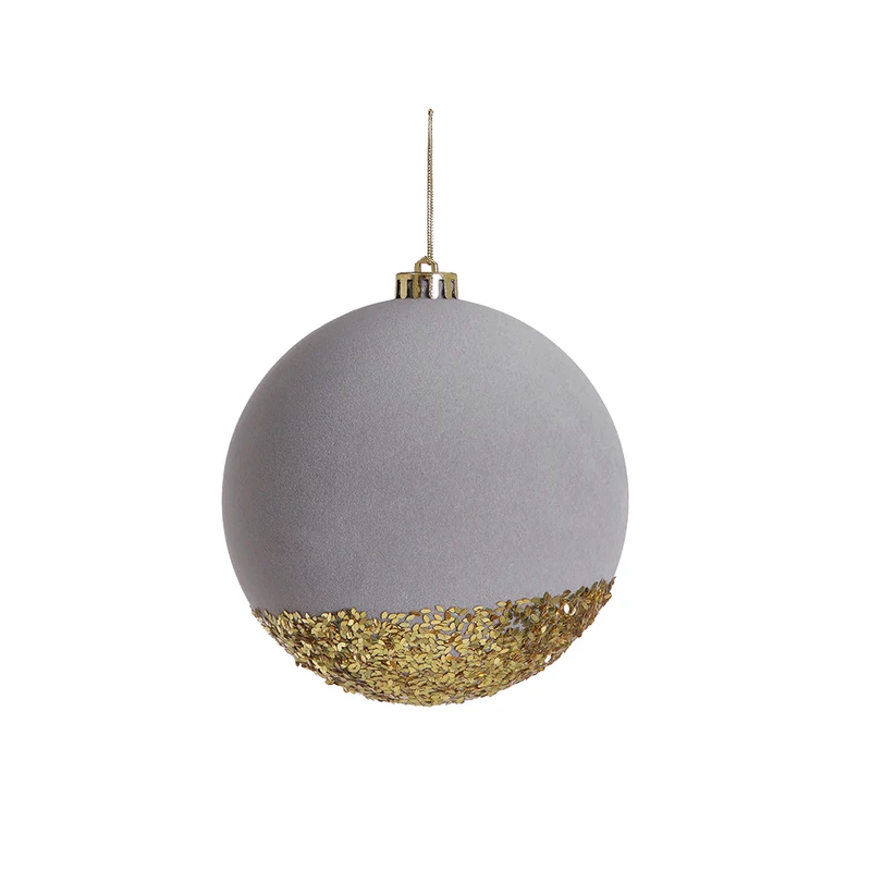 RJL349GM Esfera Gala Terciopelo Gris 15 Cm.