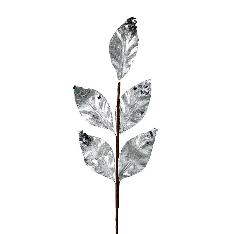 YS2214 Rama Hojas Plata Metálico 65 Cm.
