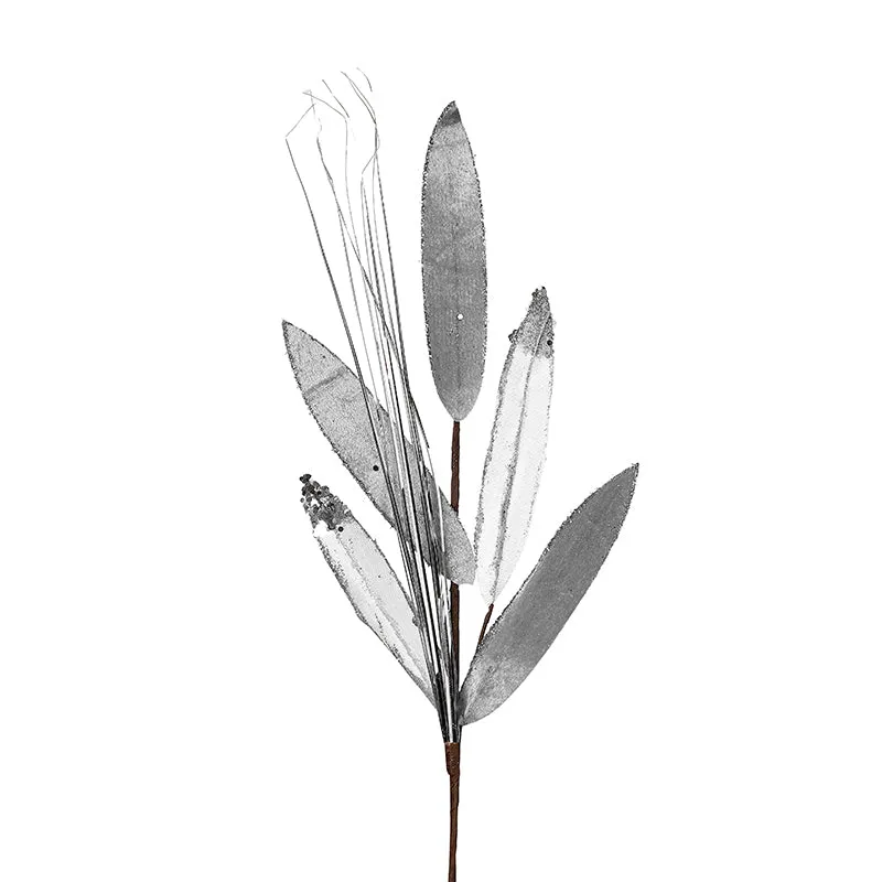 YS2152S Rama Hojas Pluma Plata 69 Cm.