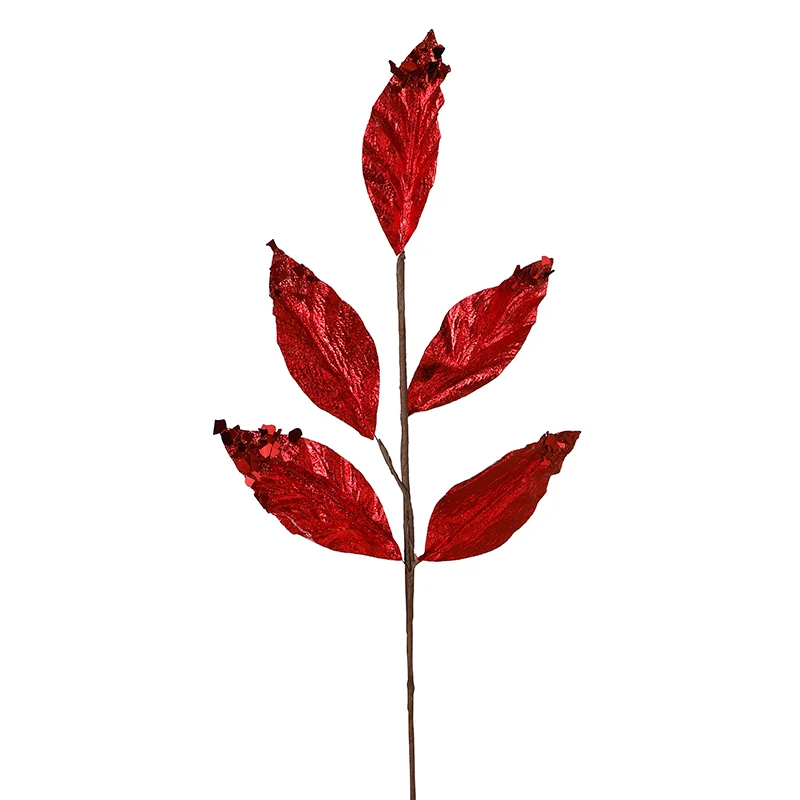 YS2145R Rama Hojas Rojo Metálico 65 Cm.