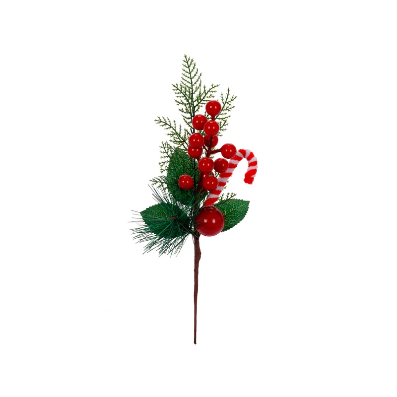 Art.12860 Pick Navidad Cereza/Bastón/Hoja 30cm 1pz
