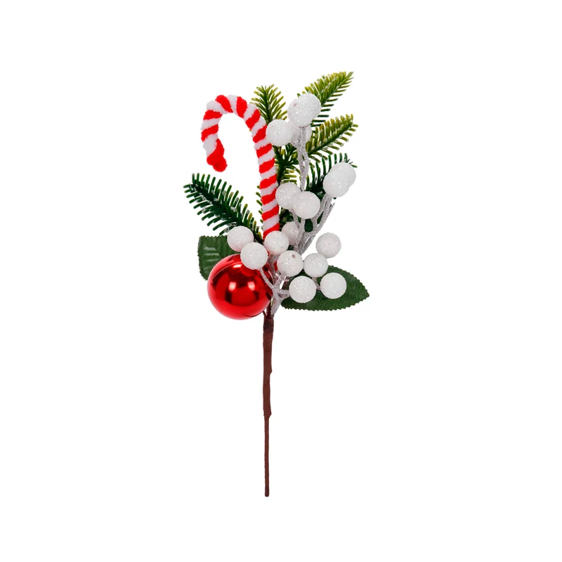 Art.12855 Pick Navidad Bastón/Esfera 26cm 1pz