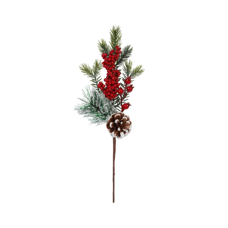 Art.12824 Vara Nevada Cereza/Fruto/Pino 35cm 1pz
