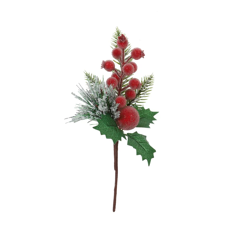 Art.12804 Pick Navidad Cereza Nevada/Esfera 26cm 1pz
