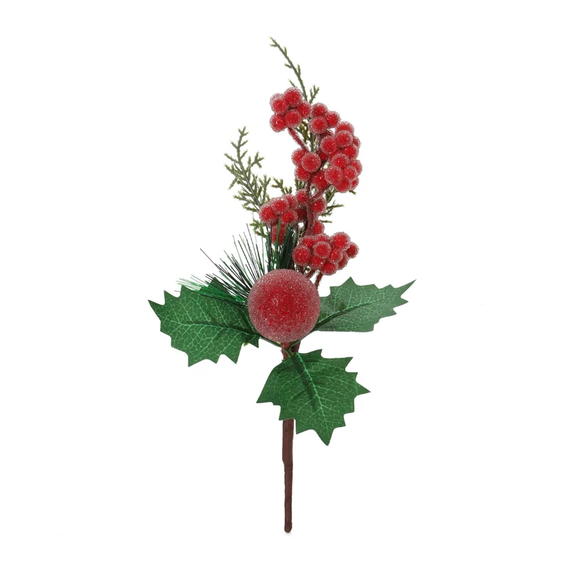 Art.12802 Pick Navidad Cereza Nevada/Esfera 22cm 1pz
