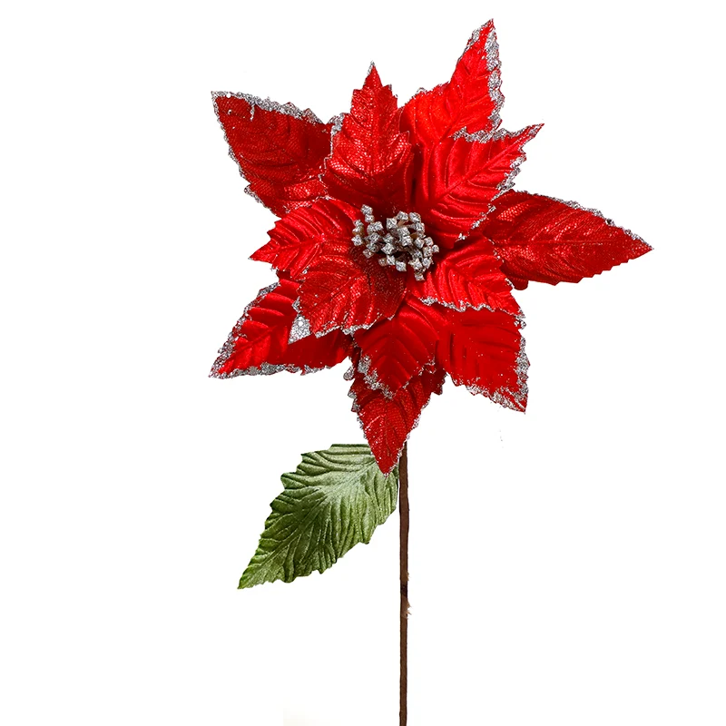 XH193M Nochebuena Rojo Y Plata Metálico Mediana 32(D)X55(A) Cm.