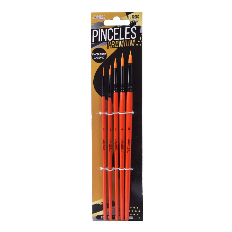Art.12082 Juego Pincel Fino Premium varios tamaños 5pz