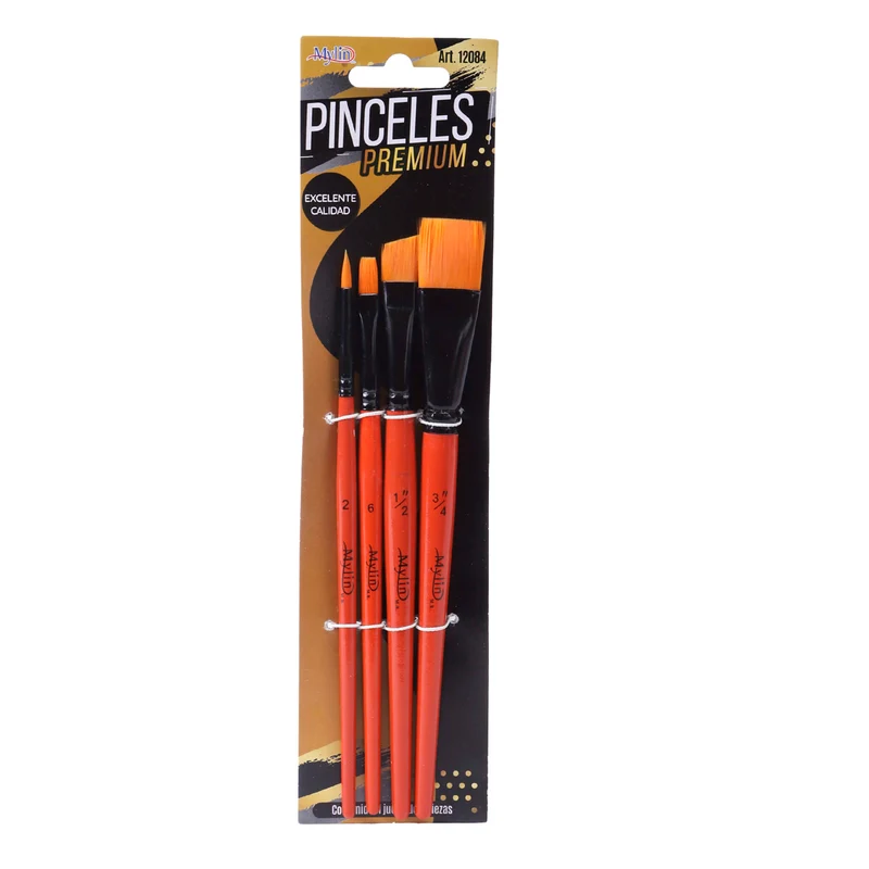 Art.12084 Juego Pincel Plano Premium varios tamaños 4pz