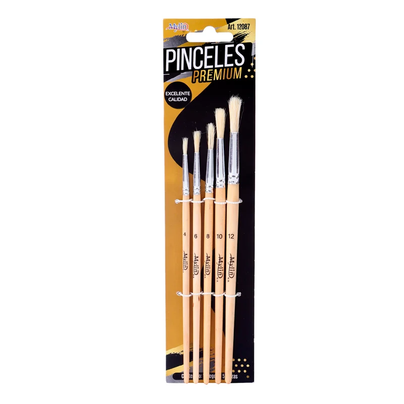 Art.12087 Juego Pincel Redondo Premium varios tamaños 5pz