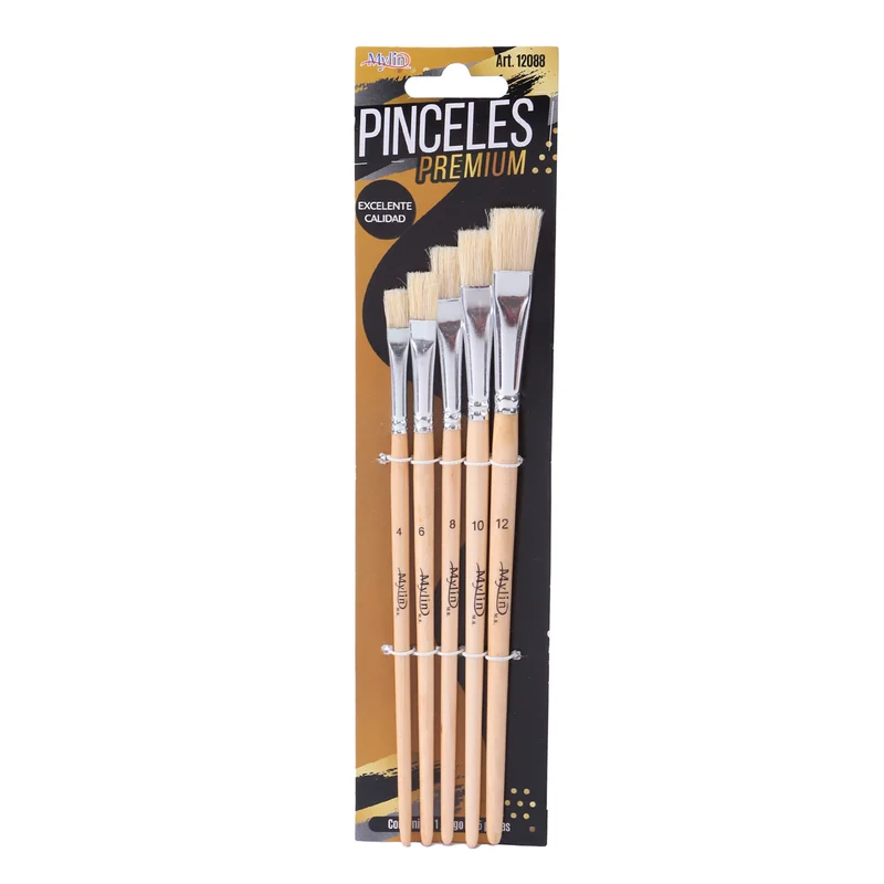 Art.12088 Juego Pincel Plano Premium varios tamaños 5pz
