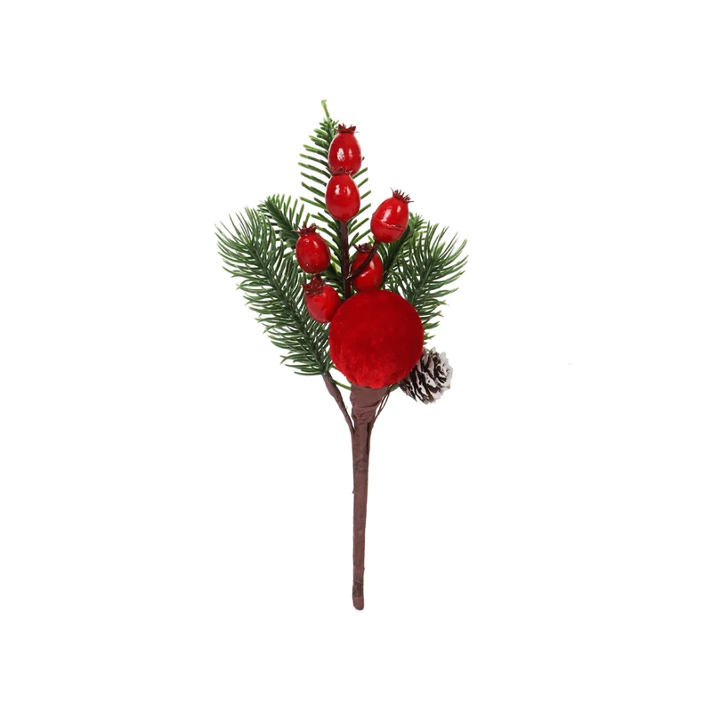 Art.12942 Pick Cereza terciopelo/Frutos/Piña 22cm 1pz