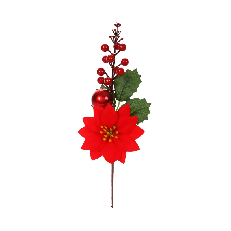 Art.12925 Pick Nochebuena/Cereza/Esfera 29cm 1pz