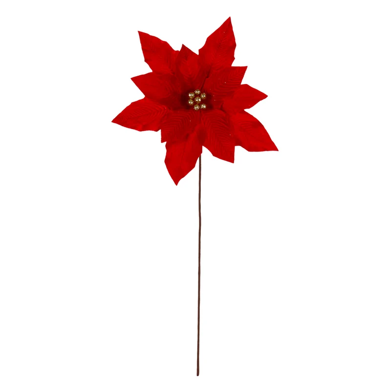 Art.12898 Nochebuena Terciopelo 11 Pétalos 60xD38cm 1pz
