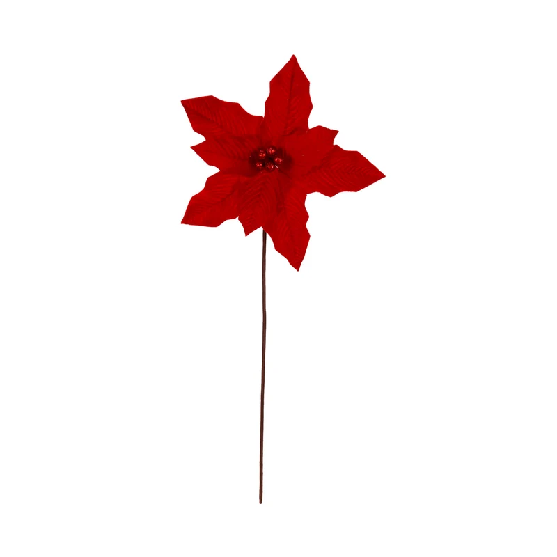 Art.12897 Nochebuena Terciopelo 8 Pétalos 50xD30cm 1pz