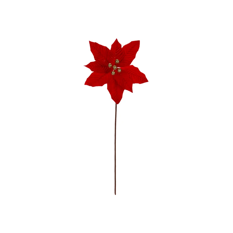 Art.12896 Nochebuena Terciopelo 8 Pétalos 40xD22cm 1pz