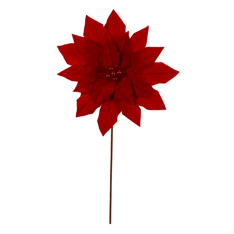 Art.12894 Nochebuena Terciopelo 18 Pétalos 20xD30cm 1pz