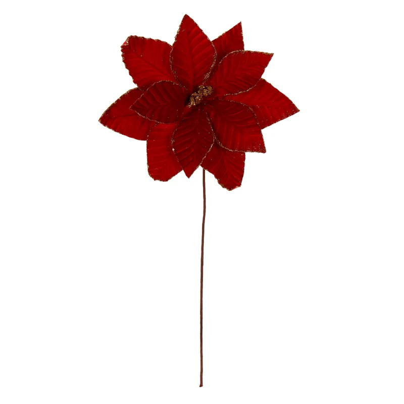 Art.12891 Nochebuena Terciopelo 11 Pétalos 60xD38cm 1pz