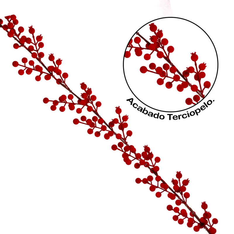 Art.12664 Guía Cerezas terciopelo con 190 cerezas 130cm 1pz