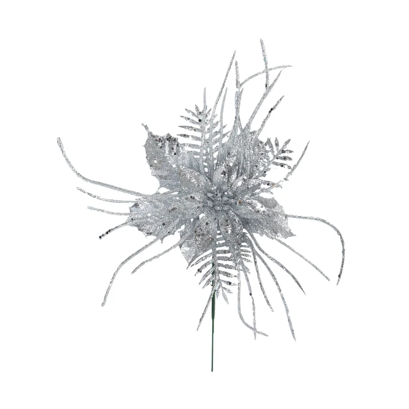 Art.12993 Pick Flor Follaje Diamantada 25cm 1pz