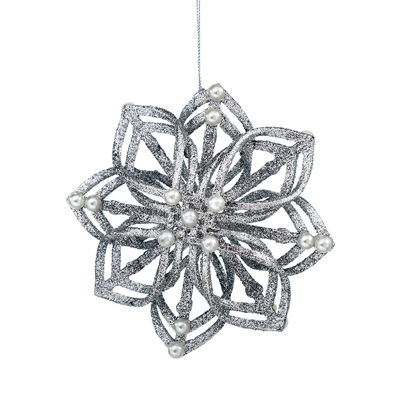 RJL345 Ornamento Estrella Plata Con Perlas 13 Cm.