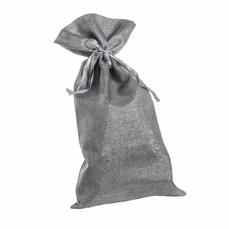 CR3001BP Bolsa Para Regalo Lino Metalico Plata 32x60 Cm.