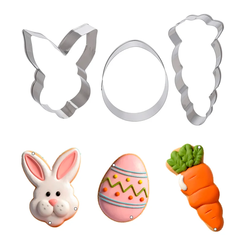 Art.12714 Set cortador Galleta Pascua 10x6x2.5cm (aprox) 3pz