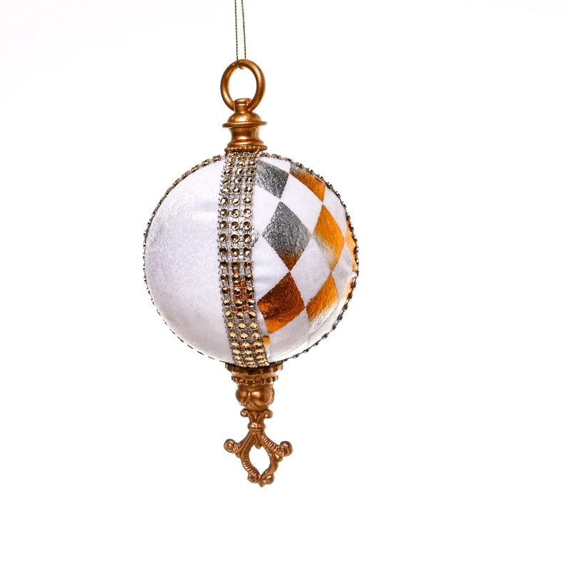 CX701BO Esfera Arlequin Blanco/Oro 23 Cm.