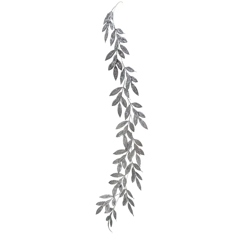 XH690PP Guirnalda Hojas Laurel Plata Pewter 12(L)X150(A) Cm.